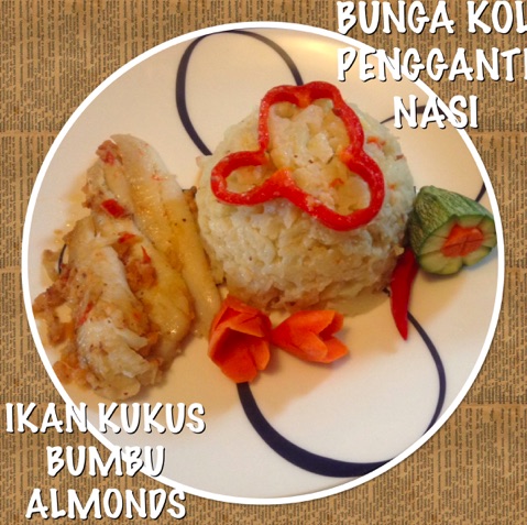 Resep Bunga Kol Pengganti Nasi dan Ikan Kukus Bumbu Almonds