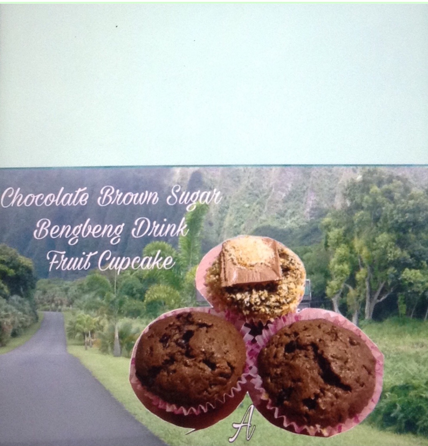 Chocolate Brown Sugar Bengbeng Drink Fruit Cupcake
